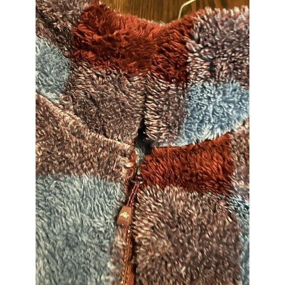 Eddie Bauer Women's Fleece Faux Fur Plaid Quarter Zip pullover size XL Cozy - Picture 9 of 16